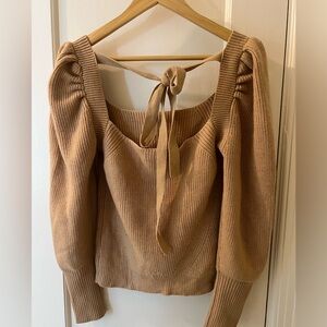 Brown Puff Sleeve Sweater